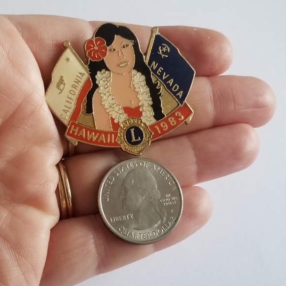 Vintage 1983 Lions Club Pinback Button Pin Hawaii California Nevada brooch - Picture 2 of 6